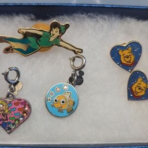 Disney Enamel Pin & Charm Set - Teal, Blue, Gold